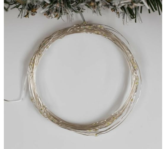 Гирлянда-нить Luazon ROSA, IP20, 5 м, серебристая нить, LED1608-50-4.5V, 3хАА, мерцание, белый 5198315
