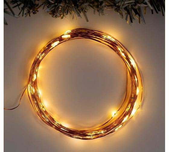 Гирлянда-нить Luazon ROSA, IP20, 5 м, медная нить, LED1608-50-4.5V, ААx3, мерцание, теплый белый 5198320