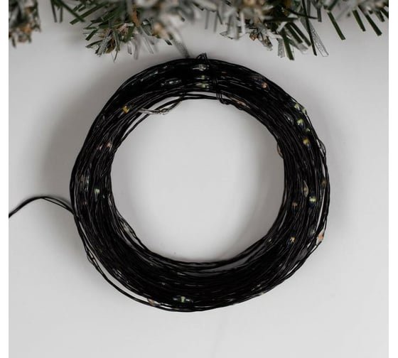 Гирлянда-нить Luazon ROSA, IP20, 20 м, черная нить, LED1608-200-12V, БП в комплекте, фиксинг, мульти 5198374
