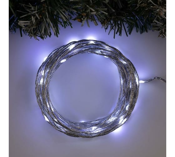 Гирлянда-нить Luazon ROSA, IP20, 12 м, серебристая нить, LED1608-125-12V, фиксинг, белый 6847676