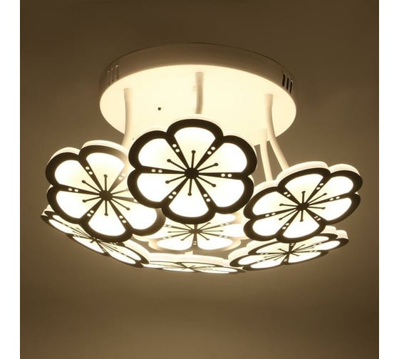 Люстра с ПДУ BayerLux 661338/7 LED 140Вт диммер, 3 режима, 3000-6000К белый 56x56x13 см 4679496