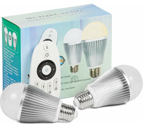 Лампа MAKSILED диммируемая LED 2x7.5Вт, E27, 3000..6500К, Комплект 2 шт с пультом ML-ADJ-SET-2BL+R ML-ADJ-SET-2BL+R