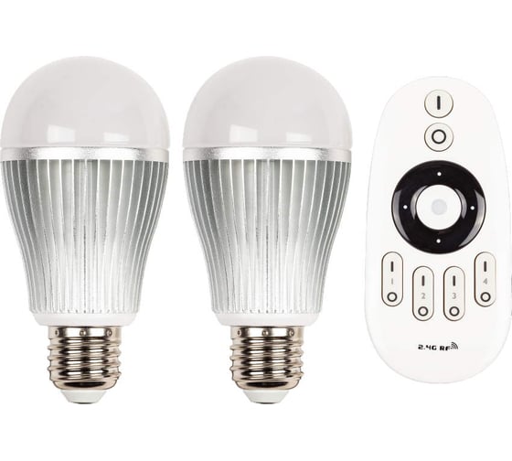 Лампа MAKSILED диммируемая LED 2x7.5Вт, E27, 3000..6500К, Комплект 2 шт с пультом ML-ADJ-SET-2BL+R ML-ADJ-SET-2BL+R