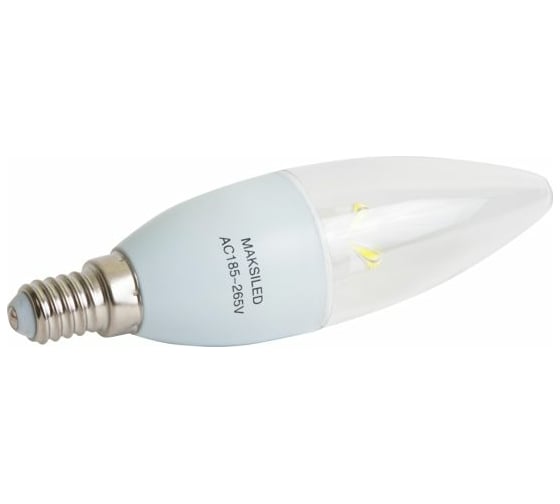 Светодиодная лампа MAKSILED LED 3Вт, 220В, E14, 4000~4500К, 300лм, свеча ML-CD-C1-3WC-W