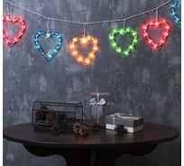 Бахрома Luazon DECOR Сердечки 12 фигур, Ш:2.3 м, В:0.25, Н.Б. 120 ламп, 8 режимов, мульти 2314993