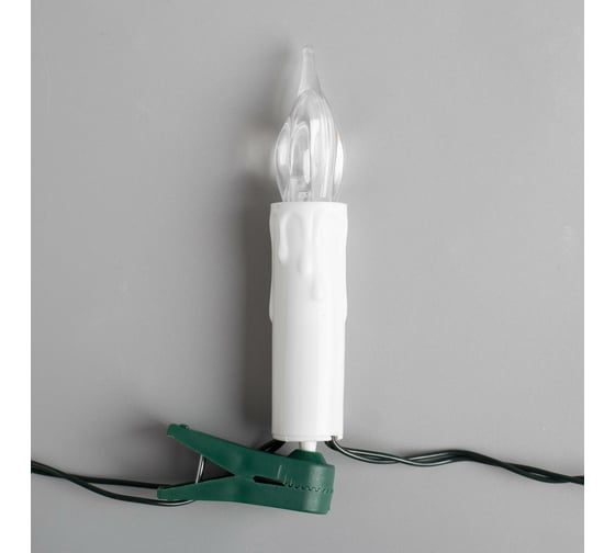 Нить Luazon DCR 6 м, с насадками Свечи на прищепке, IP20, 30 LED-220V, провод зеленый 3612377