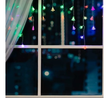 Бахрома Luazon DECOR Елки и снежинки, IP20, Ш1.8 м, В0.5 м, Н.С. LED-48-220V, моргает, RGRB 3556865