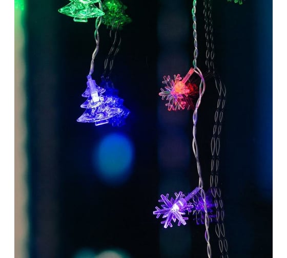 Бахрома Luazon DECOR Елки и снежинки, IP20, Ш1.8 м, В0.5 м, Н.С. LED-48-220V, моргает, RGRB 3556865