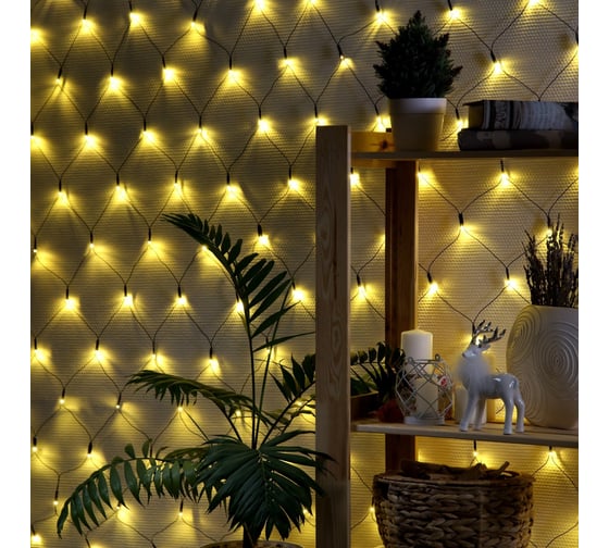 Сеть Luazon ECO IP20, Ш1.6 м, В1.6 м, Н.Т. LED-144-220V, 8 режимов, теплый белый 3556875
