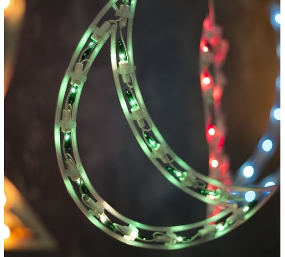 Бахрома Luazon DECOR Месяц и фонарь 8 фигур, Ш:2.3 м, В:0.25, Н.Б. 120 ламп, 8 режимов, мульти3612459