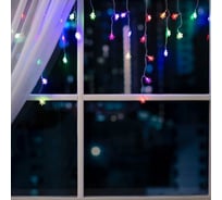 Бахрома Luazon DECOR Снежинки 3 см, IP20, Ш3 м, В0.5 м, Н.С. LED-80-220V, моргает, RGRB 3556868