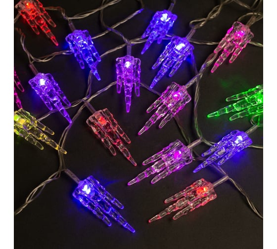 Нить Luazon DCR 5 м, с насадками Льдинка, IP20, Н.С. LED-20-220V, моргает, мульти 2388619