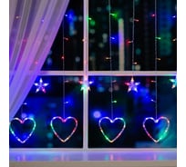 Бахрома Luazon DECOR Сердце, IP20, Ш2.4 м, В0.9 м, Н.С. LED-186-220V, 8 режимов, мульти 4356976