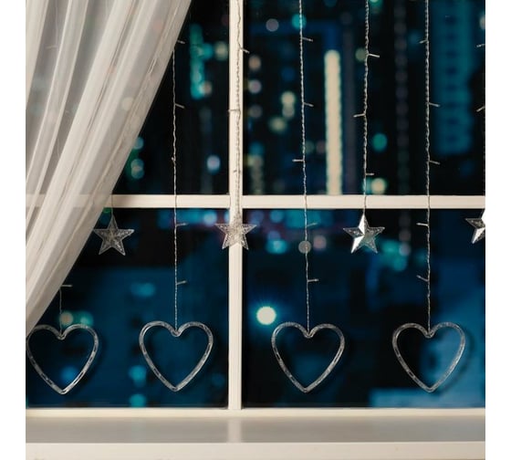 Бахрома Luazon DECOR Сердце, IP20, Ш2.4 м, В0.9 м, Н.С. LED-186-220V, 8 режимов, мульти 4356976