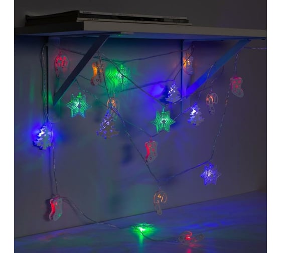 Нить Luazon DCR 4 м, с насадками Новогодняя сказка, IP20, Н.С. LED-20-220V, 8 режимов, мульти 3590736