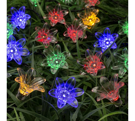 Нить Luazon DECOR IP44, на солнечных батарейках, Цветок, 4.5 м, Н.Т. LED-30-1.2V, 2 режима, мульти 6253346