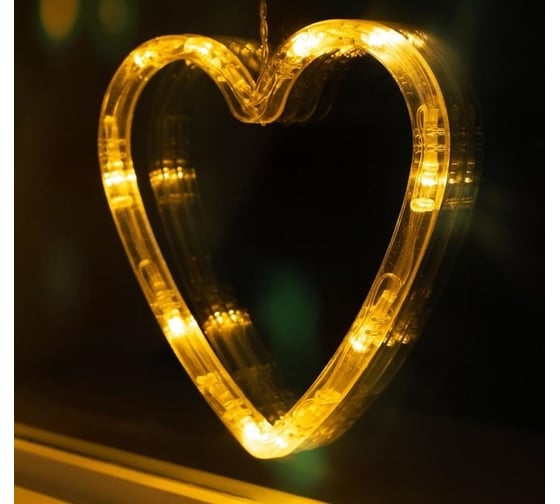 Бахрома Luazon DECOR Сердце, IP20, Ш2.4 м, В0.9 м, Н.С. LED-186-220V, 8 режимов, теплый белый 4356978