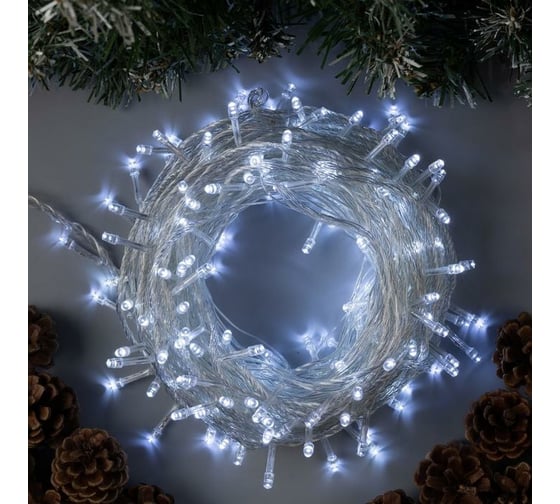 Нить Luazon ECO IP20, 20 м, Н.С. LED-200-220V, 8 режимов, белый 3556804