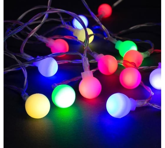 Нить Luazon DCR 3 м, с насадками Шарики, IP20, Н.С. LED-20-5V, USB, мульти 806831