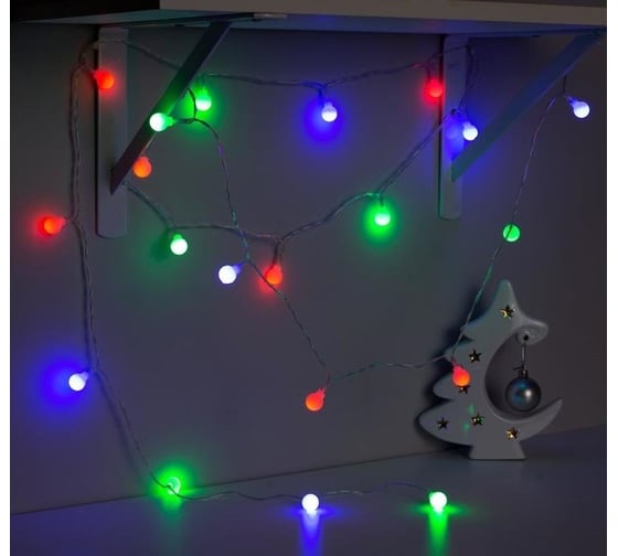 Нить Luazon DCR 3 м, с насадками Шарики, IP20, Н.С. LED-20-5V, USB, мульти 806831