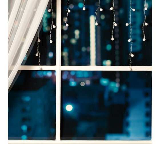 Бахрома Luazon DECOR Шарики, IP20, Ш1.8 м, В0.5 м, Н.С. LED-48-220V, моргает, МУЛЬТИ RGRB 3556860