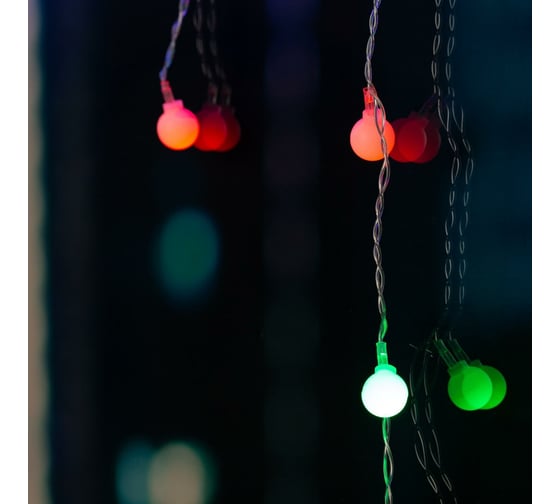 Бахрома Luazon DECOR Шарики, IP20, Ш1.8 м, В0.5 м, Н.С. LED-48-220V, моргает, МУЛЬТИ RGRB 3556860