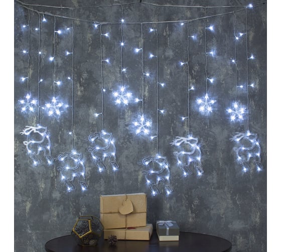 Бахрома Luazon DECOR Олень, IP20, Ш2.4 м, В0.9 м, Н.С. LED-138-220V, 8 режимов, белый 2361704