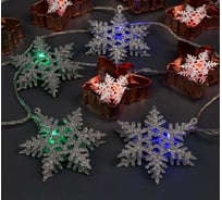 Нить Luazon DCR 4 м, с насадками Снежинки и ангел, IP20, Н.С. LED-20-220V, 8 режимов, мульти 3590738