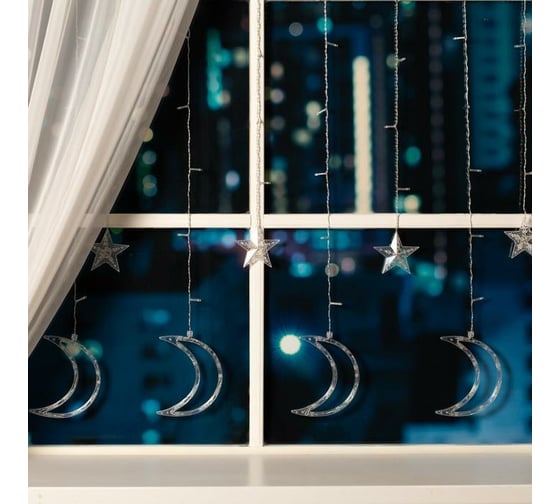 Бахрома Luazon DECOR Месяц, IP20, Ш2.7 м, В0.9 м, Н.С. LED-138-220V, 8 режимов, белый 4356980