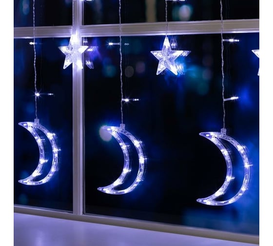 Бахрома Luazon DECOR Месяц, IP20, Ш2.7 м, В0.9 м, Н.С. LED-138-220V, 8 режимов, белый 4356980