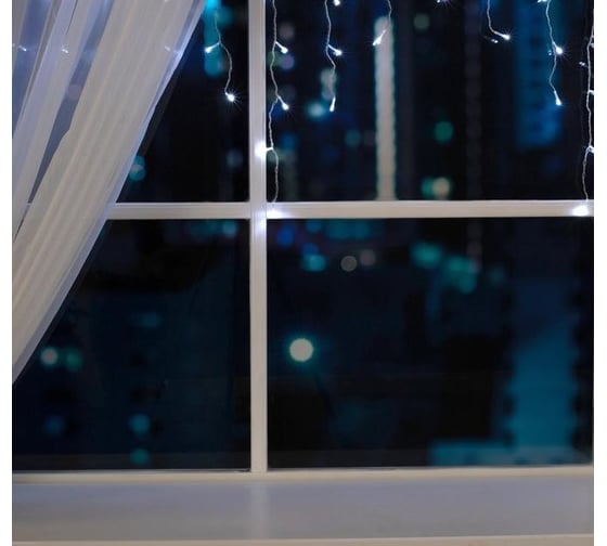 Бахрома Luazon ECO IP20, Ш3 м, В0.5 м, Н.С. LED-80-220V, 8 режимов, белый 3556845 1