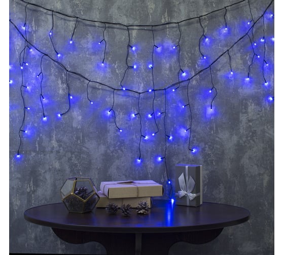Бахрома Luazon ECO IP20, Ш3 м, В0.5 м, Н.Т. LED-80-220V, 8 режимов, синий 3556855