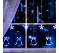 Бахрома Luazon DECOR Колокольчики, IP20, Ш2.4 м, В0.9 м, Н.С. LED-138-220V, 8 режимов, белый 2361707