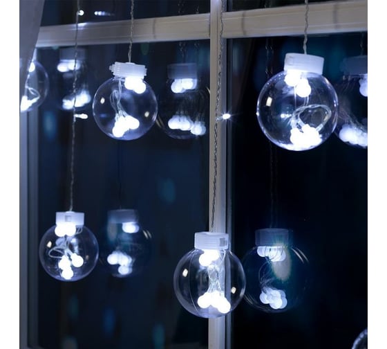 Бахрома Luazon DECOR Шарики, IP20, Ш2.4 м, В0.7 м, Н.С. LED-108-220V, 8 режимов, белый 2361717