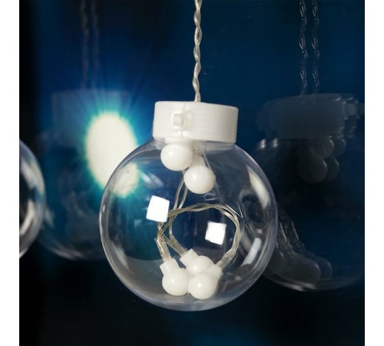 Бахрома Luazon DECOR Шарики, IP20, Ш2.4 м, В0.7 м, Н.С. LED-108-220V, 8 режимов, белый 2361717