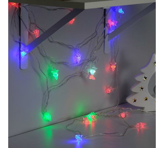 Нить Luazon DCR 5 м, с насадками Елки маленькие, IP20, Н.С. LED-20-220V, моргает, мульти 541527