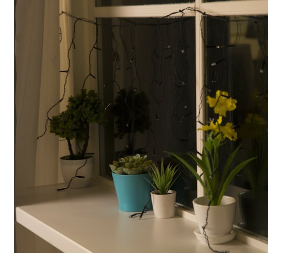 Бахрома Luazon ECO IP20, Ш3 м, В0.5 м, Н.Т. LED-80-220V, 8 режимов, желтый 3556857