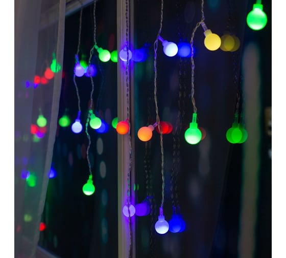 Бахрома Luazon DECOR Шарики, IP20, Ш3 м, В0.5 м, Н.С. LED-80-220V, моргает, мульти RGRB 3556867