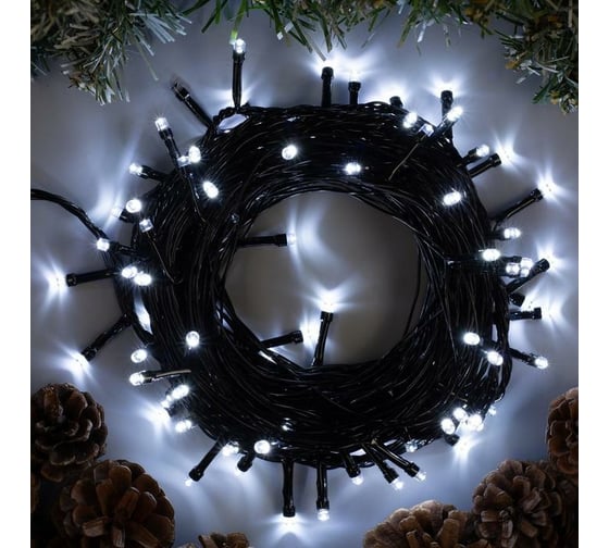 Нить Luazon ECO IP20, 10 м, Н.Т. LED-100-220V, 8 режимов, белый 3556788 1