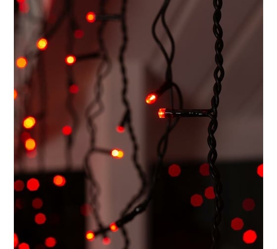 Уличная бахрома Luazon УМС, Ш3м, В0.9м, Н.Т. 3W LED-232-220V, красный 3584166