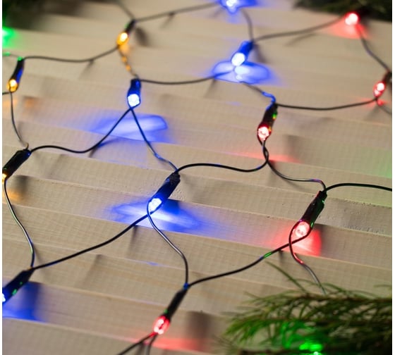 Сеть на елку с кольцом Luazon ECO IP20, d=1.5 м, Н.Т. LED-204-220V, 8 режимов, мульти 1585760