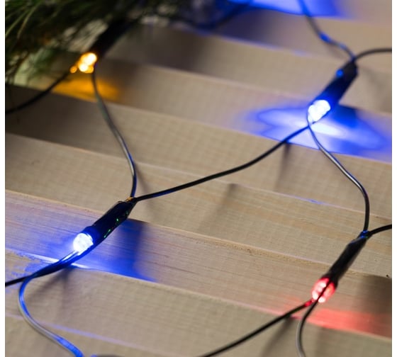 Сеть на елку с кольцом Luazon ECO IP20, d=1.5 м, Н.Т. LED-204-220V, 8 режимов, мульти 1585760