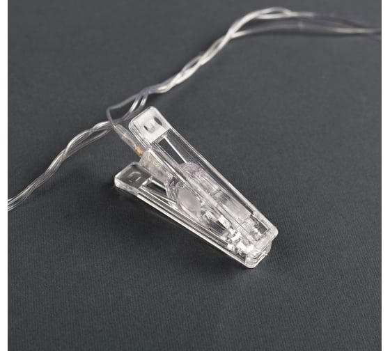 Нить Luazon DCR 4.5 м, с насадками Прищепки, IP20, Н.С. LED-20-220V, фиксинг, теплый белый 4445721