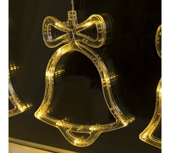 Бахрома Luazon DECOR Колокольчики, IP20, Ш2.4 м, В0.9 м, Н.С. LED-138-220V, 8 режимов, теплый белый 2361708