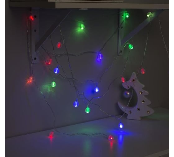 Нить Luazon DCR 5 м, с насадки Шарики льда, IP20, Н.С. LED-20-220V, моргает, мульти 185509