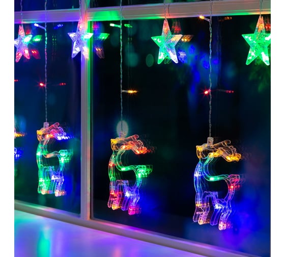 Бахрома Luazon DECOR Олень, IP20, Ш2.4 м, В0.9 м, Н.С. LED-138-220V, 8 режимов, мульти 2361703