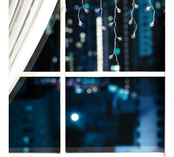 Бахрома Luazon DECOR Снежинки 3 см, IP20, Ш1.8 м, В0.5 м, Н.С. LED-48-220V, моргает, RGRB 3556861