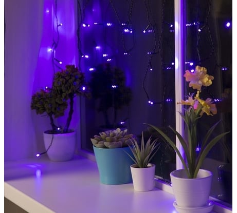 Бахрома Luazon ECO IP20, Ш1.8 м, В0.5 м, Н.Т. LED-48-220V, 8 режимов, фиолет 3556840