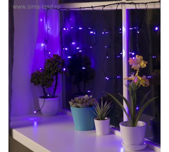 Бахрома Luazon ECO IP20, Ш1.8 м, В0.5 м, Н.Т. LED-48-220V, 8 режимов, фиолет 3556840