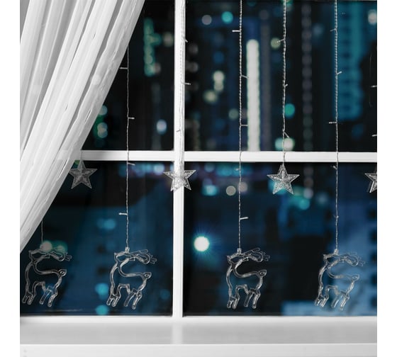 Бахрома Luazon DECOR Олень, IP20, Ш2.4 м, В0.9 м, Н.С. LED-138-220V, 8 режимов, теплый белый 2361705 1